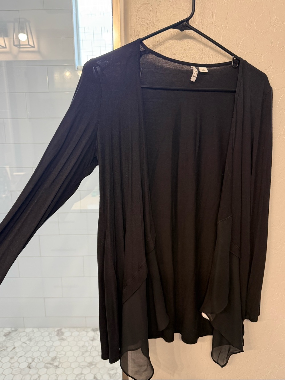 Elle Black Lightweight Draped Open Front Cardigan